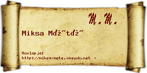 Miksa Máté névjegykártya