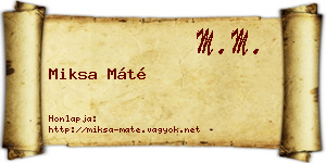 Miksa Máté névjegykártya